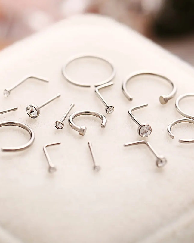 22 Pcs Of Suit Fake Nose Ring Earrings Fashion Punk Non-nose-piercing Septum Women Jewelry