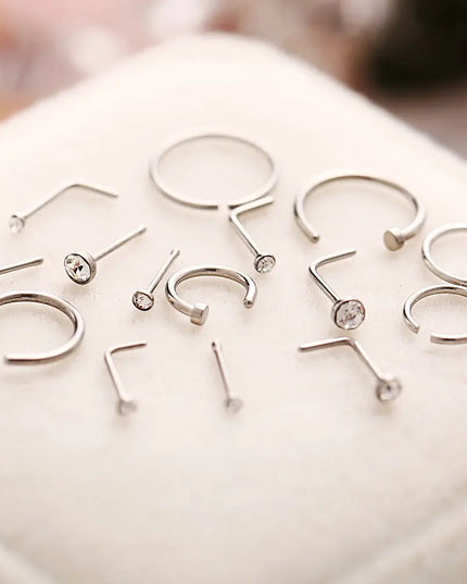 22 Pcs Of Suit Fake Nose Ring Earrings Fashion Punk Non-nose-piercing Septum Women Jewelry