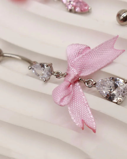 Beautiful Bow Belly Button Ring for Women Heart-shaped Belly Piercing Jewerly Surgical Steel Body Piercing Jewelry