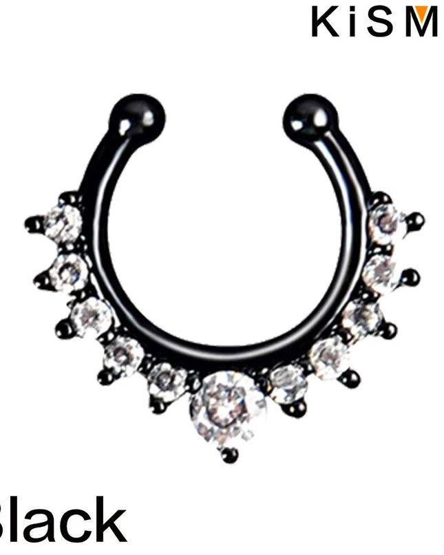 1PC Fashion Rhinestone Nose Ring Lip Ring Faux Septum Rings Unisex Jewelry Perfect for Women Men Stylish Earring Set
