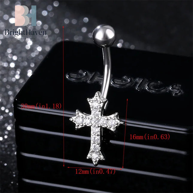 Fashion Sexy Piercing Navel Nail Body Jewelry For Women Girls Personalized Simple Cross Pendant Belly Button Rings Gifts B.H