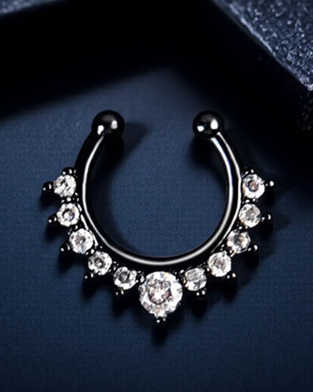 1PC Fashion Rhinestone Nose Ring Lip Ring Faux Septum Rings Unisex Jewelry Perfect for Women Men Stylish Earring Set