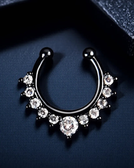 1PC Fashion Rhinestone Nose Ring Lip Ring Faux Septum Rings Unisex Jewelry Perfect for Women Men Stylish Earring Set