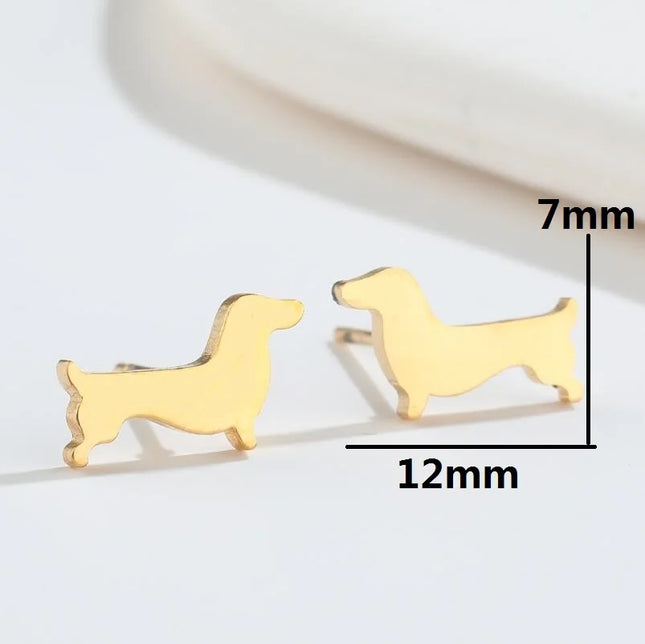Pet Dog Ear Piercing For Women Cute Love Dachshunds Stainless Steel Corgi Dog Animal Stud Earring Free Shipping Brincos