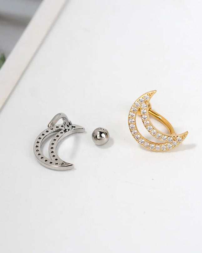 1Piece 14G Stainless Steel Belly Button Rings Crystal Zircon Moon Navel Rings Earring Belly Piercing Sexy Body Jewelry Ombligo