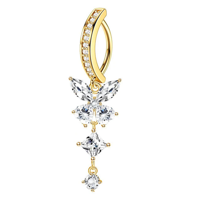 Exquisite Butterfly Belly Button Sexy Body Piercing Jewelry For Women Zircon Navel Barbell Fashion Belly Rings Gifts