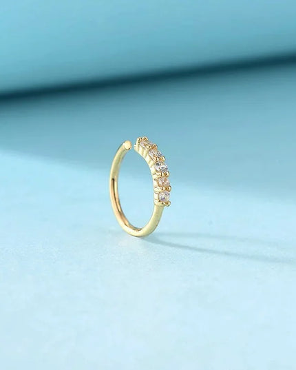 Fashion Single-row Miniature Zircon Nose Rings for Women Fine Drill Exquisite with Drill Opening Fake Nose Piercing Jewelry
