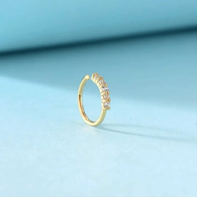 Fashion Single-row Miniature Zircon Nose Rings for Women Fine Drill Exquisite with Drill Opening Fake Nose Piercing Jewelry