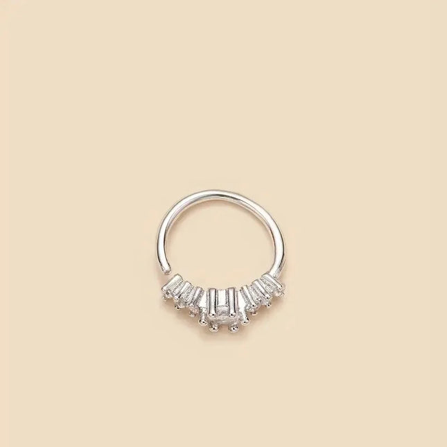 Simple Single Row Geometric S925 Silver Yellow Nose Ring Women's Body Perforated Ring Decorative Nails Daily Commuting