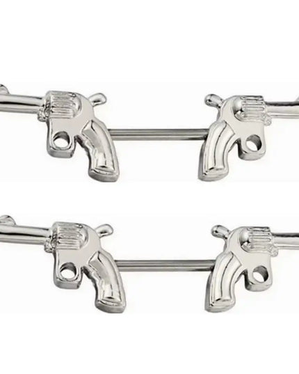 2pcs Gun Surgical Piercing Nipple Rings for Women Men 14G Titanium Steel Industrial Barball Nipple Piercing Sexy Body Jewelry