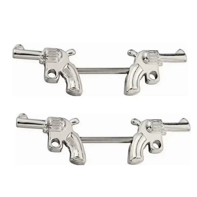 2pcs Gun Surgical Piercing Nipple Rings for Women Men 14G Titanium Steel Industrial Barball Nipple Piercing Sexy Body Jewelry