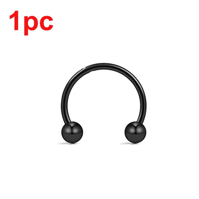 Punk C Shape Steel Nose Ring Horseshoe Lip Ring puncture Hook Clip Earrings Septum  No Allergic Body Piercing Jewelry Nose Rings