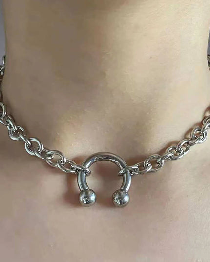 Nose Ring Pendant Necklace Men's And Women's Personality Exaggerated Stainless Steel Fashionable Trendy Punk Jewelry Accessories