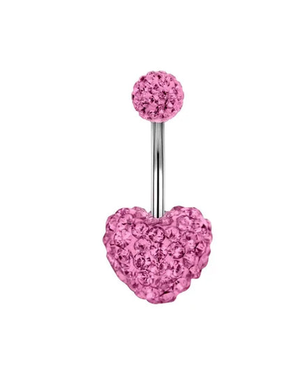 Steel Belly Button Rings Pink Crystal Piercing Navel Heart Style Navel Piercing Earring Belly Piercing Sexy Body Jewelry Ombligo