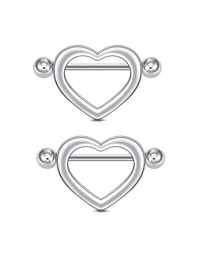 1Pair Heart Shaped Nipple Rings Piercing Jewelry for Women Sexy Clips Stianless Steel Nipple Ring Clamps Pierced Body Jewelry