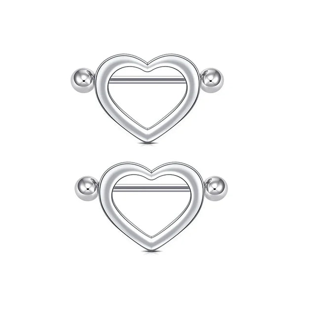 1Pair Heart Shaped Nipple Rings Piercing Jewelry for Women Sexy Clips Stianless Steel Nipple Ring Clamps Pierced Body Jewelry