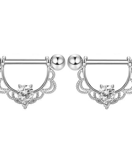 Pink Heart Nipple Piercing Barbell Set Shiny Crystal Nipple Rings Bulk For Women Flower Nippel Jewelry Pack Piercing Teton Lots