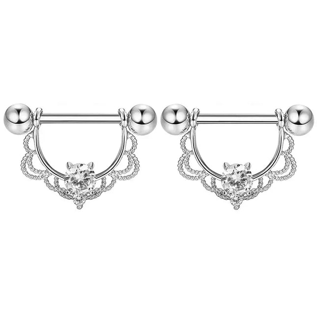 Pink Heart Nipple Piercing Barbell Set Shiny Crystal Nipple Rings Bulk For Women Flower Nippel Jewelry Pack Piercing Teton Lots