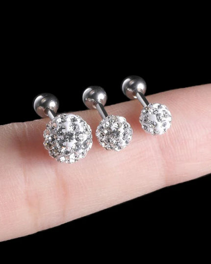 Crystal Ball Earrings Surgical Steel Ear Plugs Eyebrow Piercings Women's Ear Studs Cartilage Tragus Helix Piercing Lip