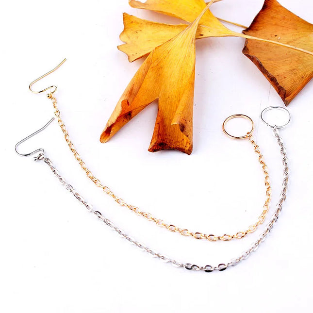 New 1Pcs  Ear Hook Nose Ring Body Jewelry Tassel Chain Link Nose Piercing Body Puncture Nostril Piercing for Women Jewelry
