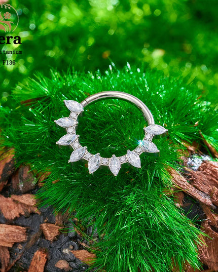 ASTM F136 Titanium Nose Ring Hoop 16G Pear CZ Hinged Segment Septum Clicker Ring Cartilage Daith Piercing Earring Body Jewelry