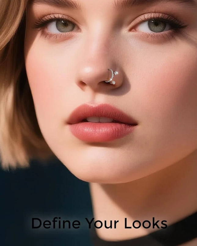 2PCS Nose Rings Hoops, 316L Horseshoe Threadless Nose Rings, Septum Clicker Daith Tragus Helix Rook Eyebrow Lip Piercing Jewelry