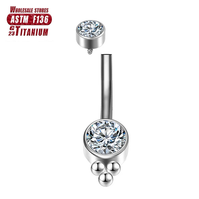 F136 Titanium Belly Button Ring Zircon for Women Industrial Spiral Piercing diaphragm Clicker Helix 14G Charming Body Jewelry