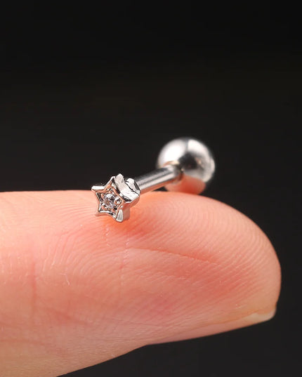 Ear Piercing For Women Pierced Earring Daith Helix Flat Lobe Star Plant Lightning Zircon Stainless Steel Ear Hoop Jewelry Gift