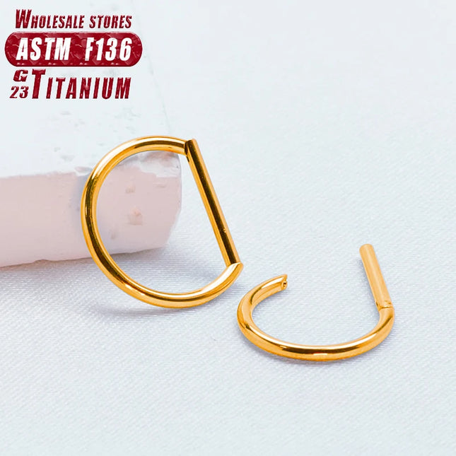 Piercing Nose Ring F136 Titanium D Shape Segment Ring Clicke Jewelry CZ Nose Earring Lip for Women Half Ring Cartilage Wholesale