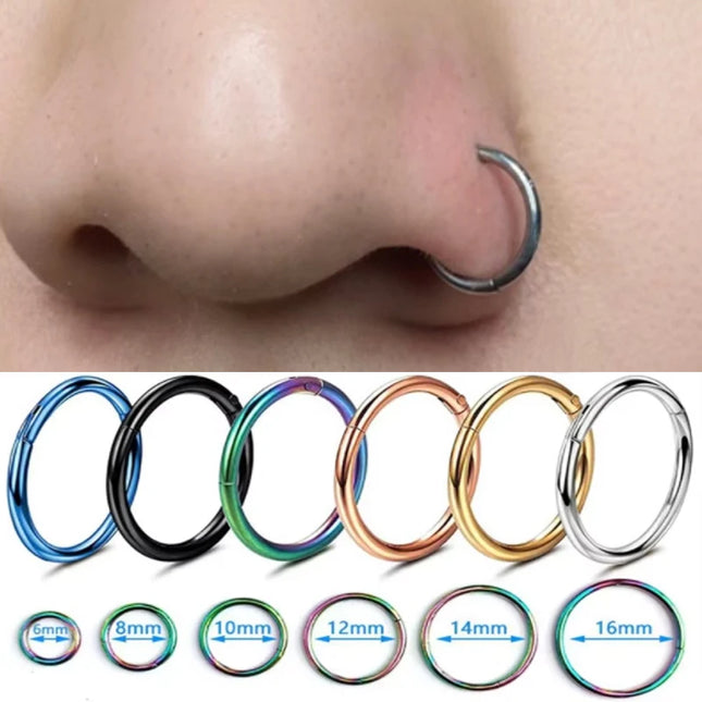 Nose Rings Septum Piercing Clicker Nose Hoops Piercings Titanium Hinged Segment Rings Helix Piercing Unisex Body Jewelry Earring
