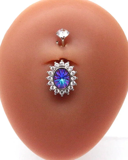 Fashion Crystal Belly Piercing Navel Ring Body Accessories Trigrams Flower Belly Button Piercing Ombligo Studs Jewelry