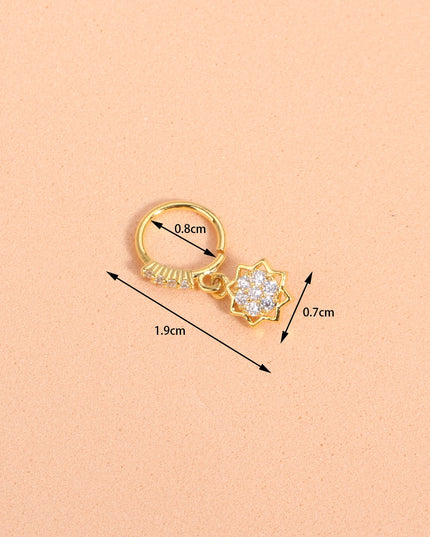 Nose Rings Hoop for Women Men Body Piercing Jewelry Cartilage Earring Nose Dangling CZ Cross Crown Starfish Dangle Nose Ring