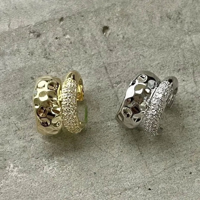 New Trending Zircon Double-layer Ear Cuff No Piercing Earring Punk Unique Metal Geometric Ear Clip for Women Y2K Jewelry 2024