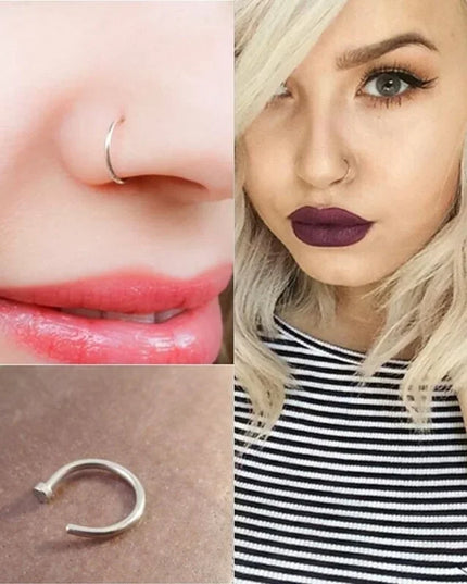 1/2pcs Nose Ring Clips Septum Ring Hoop Cartilage Tragus Helix Small Piercing Nose Rings  For Women Body Jewelry Accessories