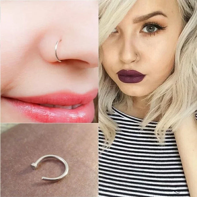1/2pcs Nose Ring Clips Septum Ring Hoop Cartilage Tragus Helix Small Piercing Nose Rings  For Women Body Jewelry Accessories