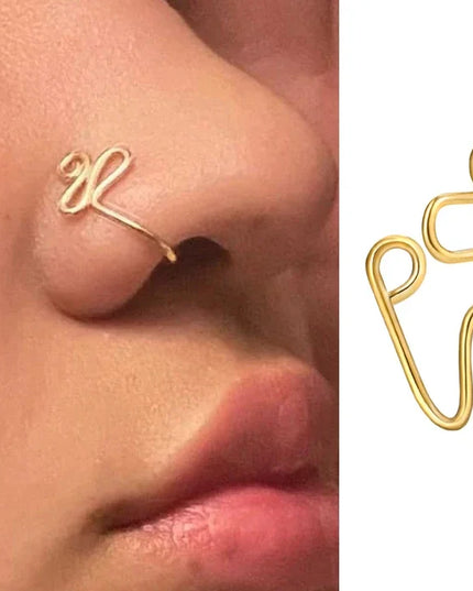 Fashion Nose Ring Charm Crystal Butterfly Pentagram Nose Ring Women Fake Piercing Clip on Nose Ear Rings Body Jewelry