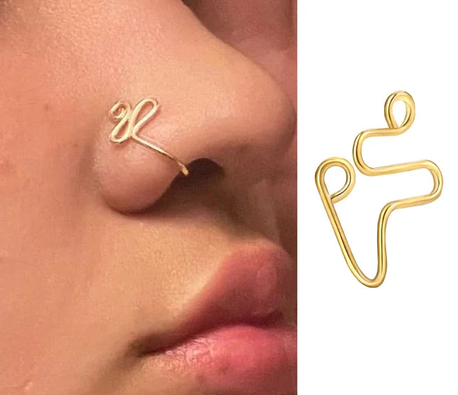 Fashion Nose Ring Charm Crystal Butterfly Pentagram Nose Ring Women Fake Piercing Clip on Nose Ear Rings Body Jewelry