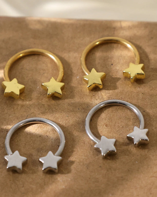 Star Shaped Septum Rings Surgical Steel Body Piercing Jewelry Vertical Star Nose Ring Jewelry Lip Rings for Women Men