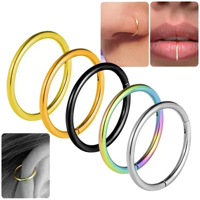 Nose Rings Septum Piercing Clicker Nose Hoops Piercings Titanium Hinged Segment Rings Helix Piercing Unisex Body Jewelry Earring