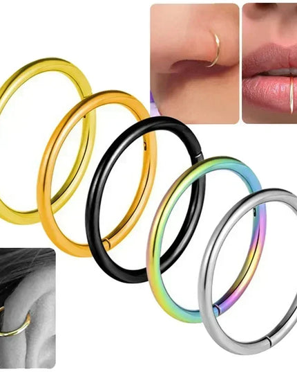 Nose Rings Septum Piercing Clicker Nose Hoops Piercings Titanium Hinged Segment Rings Helix Piercing Unisex Body Jewelry Earring