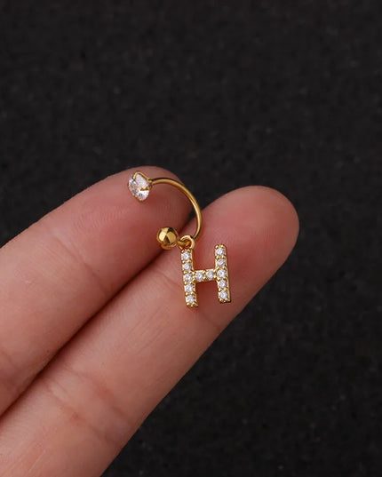 1Pc  English Letter Piercing  Tragus Piercing Jewelry Septo Nose Lip Ear Septum Cartilage Captive Hoop Ring Jewelry Pendientes