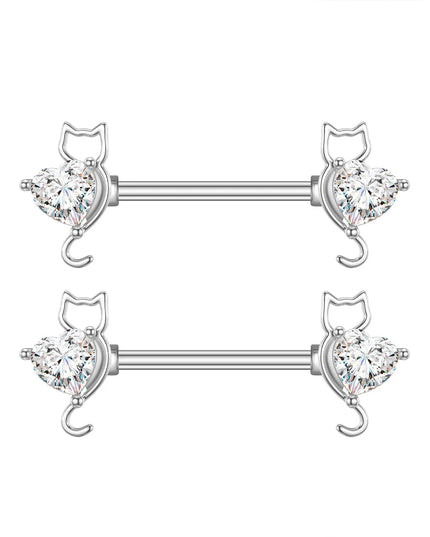2pcs Heart Bear Dangled Nipple Piercings Screwed 14G Flower Butterfly Shield Bar Barbell Nipple Ring Piercing Nombril Jewelry