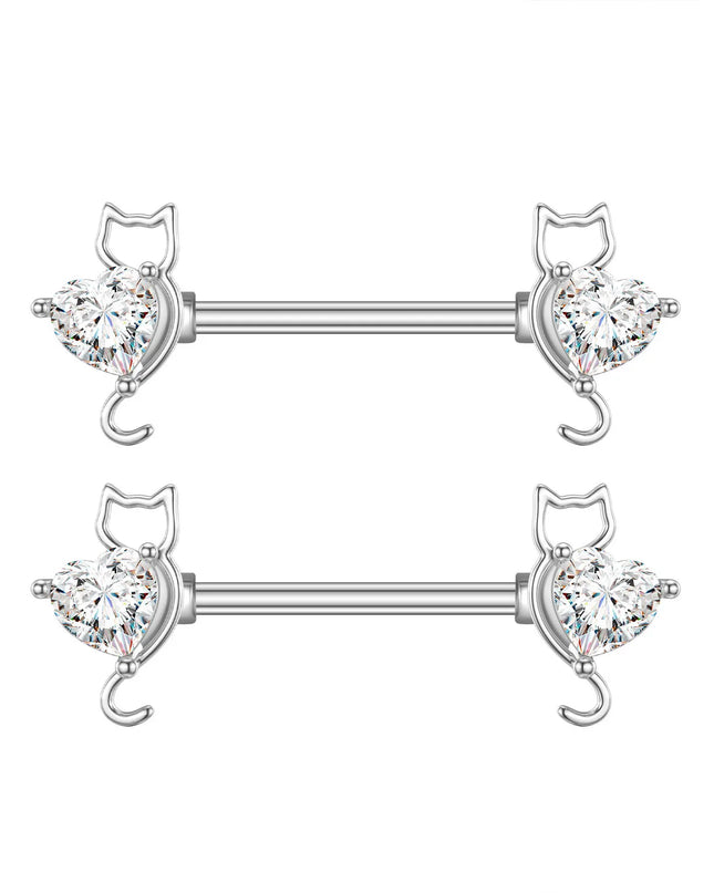 2pcs Heart Bear Dangled Nipple Piercings Screwed 14G Flower Butterfly Shield Bar Barbell Nipple Ring Piercing Nombril Jewelry