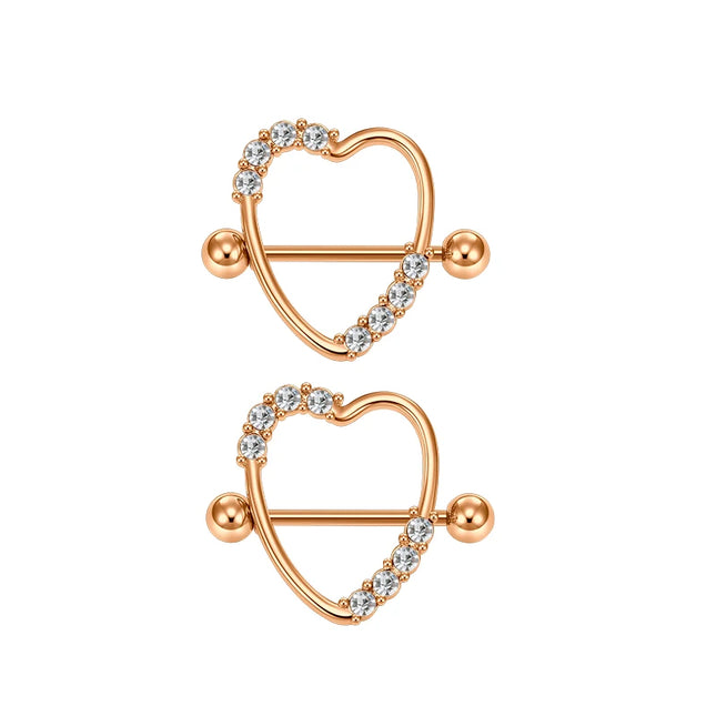 1Pair Heart Shaped Nipple Rings Piercing Jewelry for Women Sexy Clips Stianless Steel Nipple Ring Clamps Pierced Body Jewelry