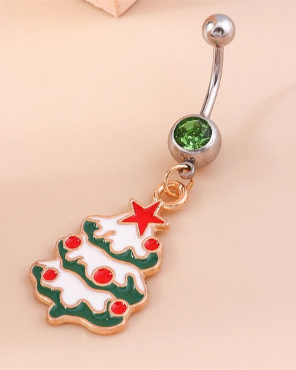 Cute Christmas Tree Belly Button Rings for Women Sexy Piercing Body Jewelry Navel Rings Girls Party Festival Jewelry Gifts
