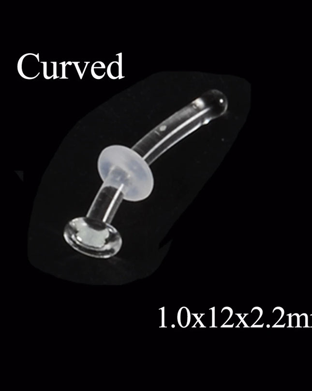 1PC Glass Nose Helix Studs Transparent Straight Curved Nose Ring Prevent Allergy Nariz Tragus Navel Piercing Body Jewelry