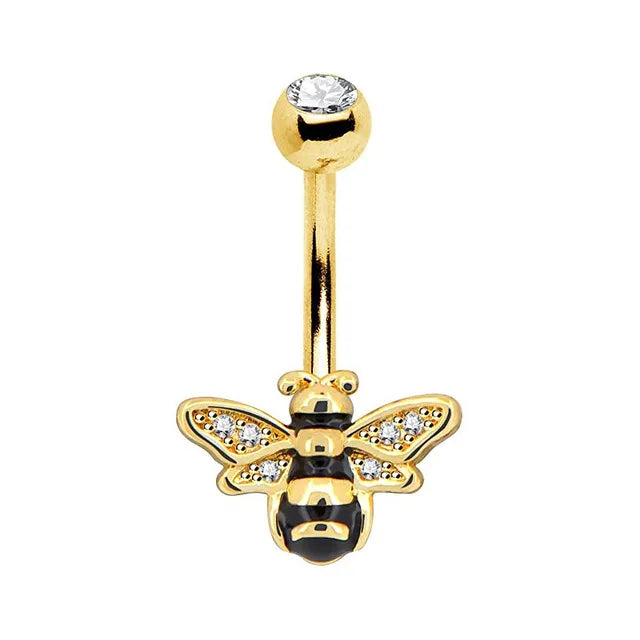 1PCS Butterfly Belly Button Piercing Jewelry 14G Heart Belly Ring Body Piercing Bee Navel Piercing Belly Bars Piercing Ombligo