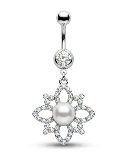 Stainless Steel Dangle Belly Button Rings For Women Shiny Cubic Zirconia Heart Butterfly Flower Navel Piercing Jewelry For Daily