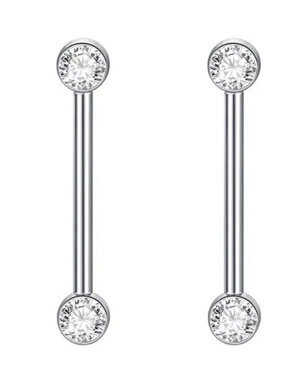 1/2Pcs Titanium Nipple Piercing Jewelry CZ Bezel Tongue Nipple Bars Piercing for Breasts Sexy Piercing Mamilo for Women 12-20mm