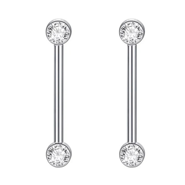 1/2Pcs Titanium Nipple Piercing Jewelry CZ Bezel Tongue Nipple Bars Piercing for Breasts Sexy Piercing Mamilo for Women 12-20mm
